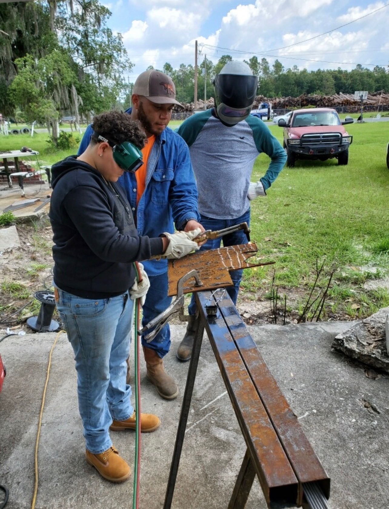 Seeds to Skills trainee practicing a weld
